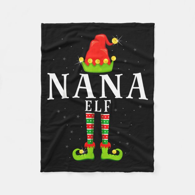 Nana Elf Christmas Matching Xmas Pajama  Fleece Blanket (Front)