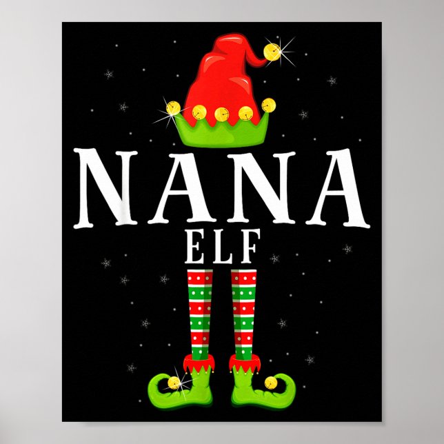 Nana Elf Christmas Matching Xmas Pajama  Poster (Front)