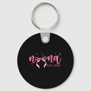 Nana Est 2026 Coquette Bow Mom Baby Announcement Keychain