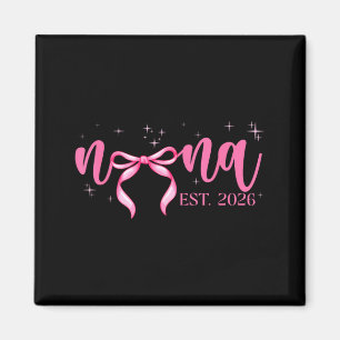Nana Est 2026 Coquette Bow Mom Baby Announcement Magnet