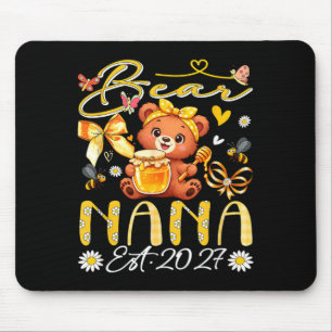 Nana Est 2027 Floral Bow Tie Mothers Day Bear Mouse Pad