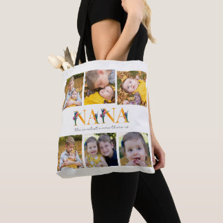 Nana Floral Custom Photo Tulips Shopping Tote Bag