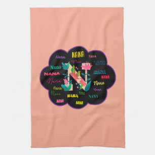 Nana Floral Flower Name Initial Kitchen Towel