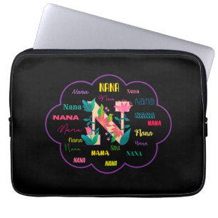 Nana Floral Flower Name Initial Laptop Sleeve