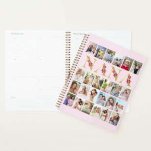 Nana Floral Gold Letters 24 Vertical Photo Collage Planner