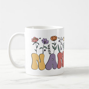 Nana Floral Mug With Personalized Grandkid Names