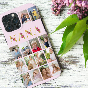 Nana Gold Flower Letters 14 Vertical Photo Collage iPhone 13 Mini Case