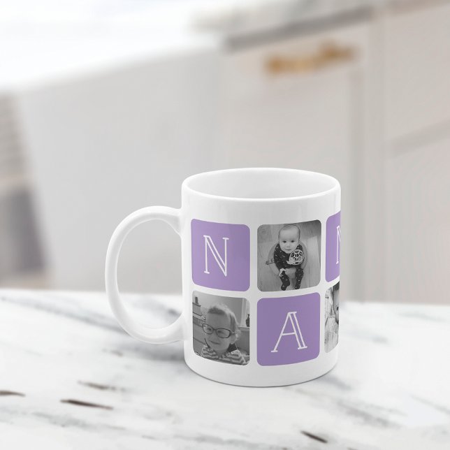 NANA Grand-mère Photo Collage Mug | Violet (Créateur téléchargé)
