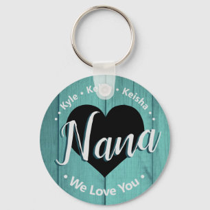 Nana Grandkids Personalized Name We Love You Keychain