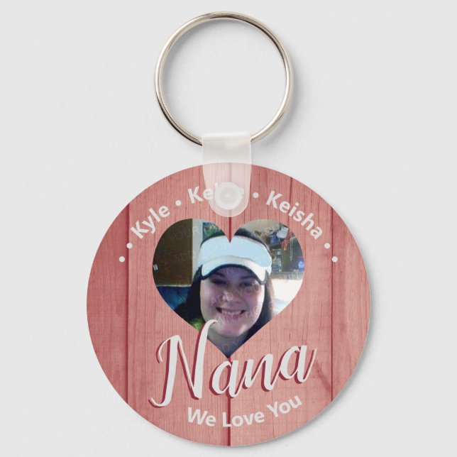 Nana Grandkids Personalized We Love You Photo Key Keychain (Front)