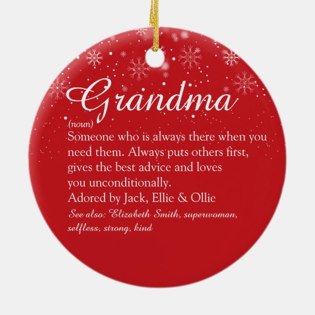 Nana Grandma Granny Definition Photo Christmas Ceramic Ornament (Back)