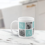 NANA Grandmother Photo Collage Coffee Mug<br><div class="desc">Customize this cute modern mug design to celebrate your favourite grandma this Mother's Day, Christmas or birthday! Design features alternating squares of photos and turquoise aqua letter blocks spelling "NANA" in modern serif lettering with a white heart in the last square. Add five of your favourite square photos (perfect for...</div>