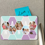 Nana Honeycomb Photo Collage 5 Photo 4 Letter Magnet<br><div class="desc">Honeycomb photo magnet, personalized with 5 of your favourite photos and printed with a 4 letter name, such as NANA. The design features a honeycomb photo collage in a pretty colour palette of lilac mint and grey and decorated with a bee. For alternative colours and different length names, please browse...</div>
