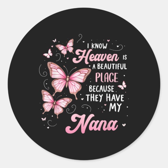 Nana Is My Guardian Angel In Heaven Memorial Day Classic Round Sticker (Front)