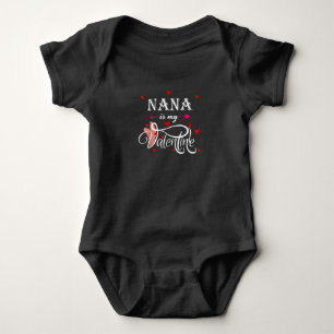 Nana Is My Valentine Valentines Day Grandson Baby Bodysuit