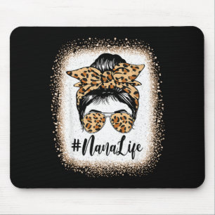 Nana life bleached leopard messy bun mother's day mouse pad