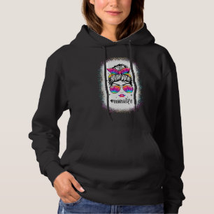 Nana Life Bleached Mom Life Tie Dye Messy Bun Hoodie