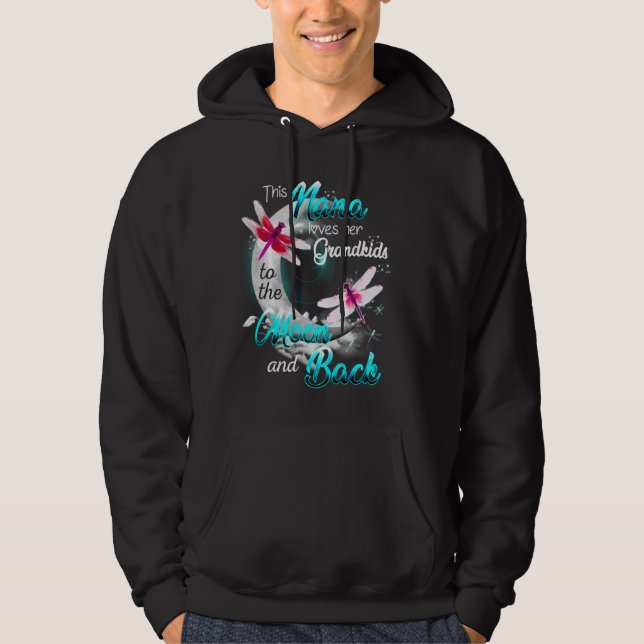 Nana Loves Her Grandkids Dragonfly Moon Women Hoodie (Front)