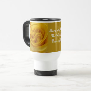 Nana Makes World Beautiful Yellow Rose Flower Travel Mug