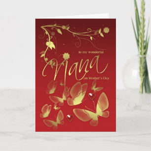 Nana Mother's Day Card Flowers And Butterflies