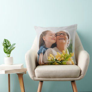 Nana Mothers day Text Overlay Script Chic Throw Pillow