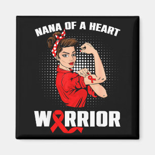 Nana Of A Heart Warrior Heart Disease Messy Bun Ma Magnet