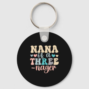 Nana of a threenager 3rd birthday matching family keychain