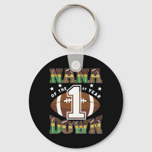 Nana Of The 1st Year Down Football First Birthday Keychain