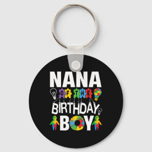 Nana Of The Birthday Boy Autism Grandma Keychain