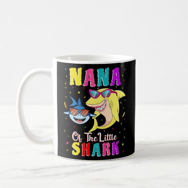 Nana Of The Little Shark Grandson Shark Party Coffee Mug (Left)