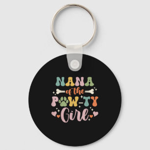 Nana Of The Pawty Girl Dog Grandma Family Matching Keychain