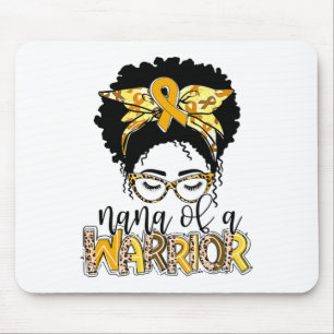 Nana Of Warrior Black Messy Bun Childhood Cancer A Mouse Pad