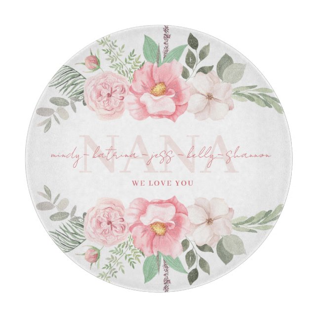 Nana Personalized Floral Cutting Board (Front)