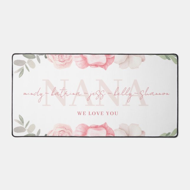 Nana Personalized Floral Desk Mat (Front)