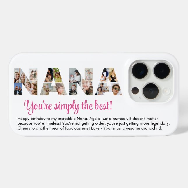 Nana Photo Collage Letter Cutout Grandma Birthday Case-Mate iPhone Case (Back (Horizontal))