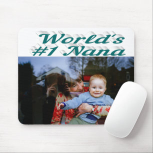 Nana photo green text   mouse pad