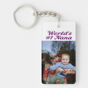 Nana photo purple text Mothers Day Keychain