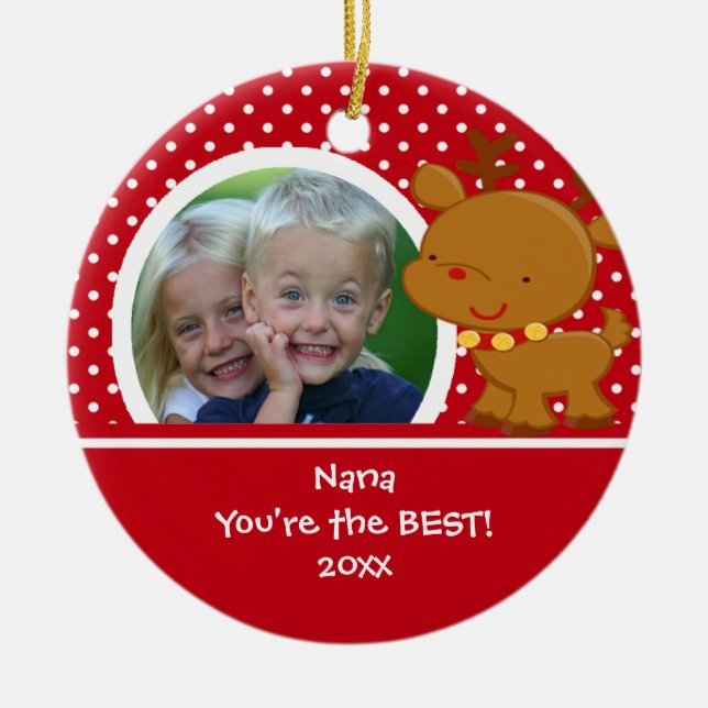 Nana Photo Reindeer Christmas Ornament (Front)
