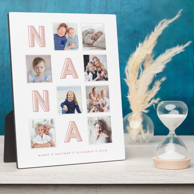 NANA Pink Letters Grandma Photo Collage Keepsake Plaque (Side)