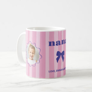 Nana   Pink Stripes with Photos and Coquette Bow Coffee Mug