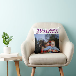 Nana purple text photo throw pillow