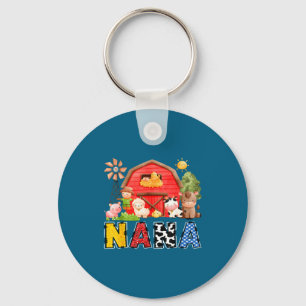 Nana Red Farm Cow Birthday Boy Matching Family Par Keychain