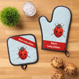Nana’s Lucky Kitchen Ladybug Oven Mitt & Pot Holder Set