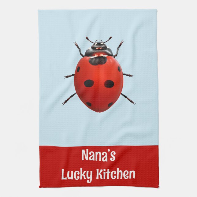 Nana’s Lucky Kitchen Ladybug Towel (Vertical)