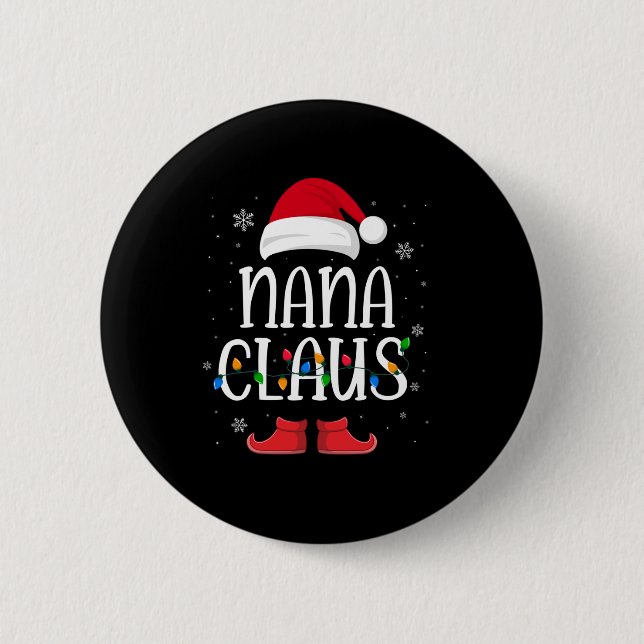 Nana Santa Claus Hat With Xmas Light Christmas  2 Inch Round Button (Front)