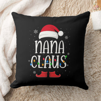 Nana Santa Claus Hat With Xmas Light Christmas Throw Pillow