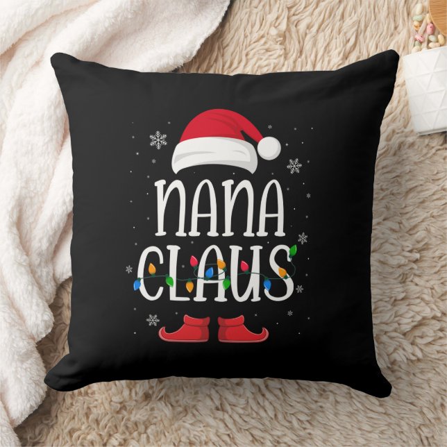 Nana Santa Claus Hat With Xmas Light Christmas  Throw Pillow (Blanket)