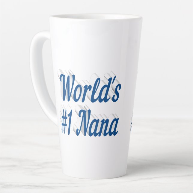 Nana sea blue text  latte mug (Left Angle)
