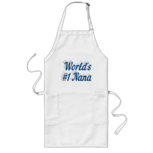 Nana sea blue text long apron
