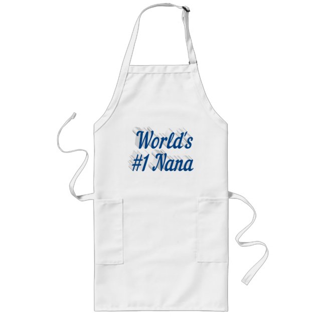 Nana sea blue text long apron (Front)